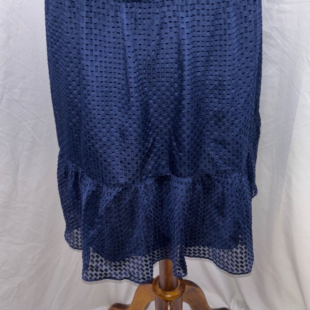 Trina Turk blue silk dress Mahalo Out of Office Indigo Blue XL ruffle - Picture 8 of 15